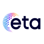 The logo for ETA College. The letters "eta" are in lowercase, with the 'e' stylized as a globe made of interconnected, colorful dots.
