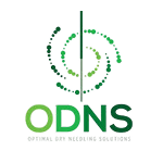 The logo for Optimal Dry Needling Solutions (ODNS). The initials "ODNS" are in large green letters, with the full name "Optimal Dry Needling Solutions" written below. Above the letters is a stylized green spiral pattern, representing a system or solution.