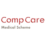The CompCare Medical Scheme logo. "CompCare" is written in a dark red font, with a stylized 'C' and a small heart dotting the 'i'. The words "Medical Scheme" are in smaller red letters below.
